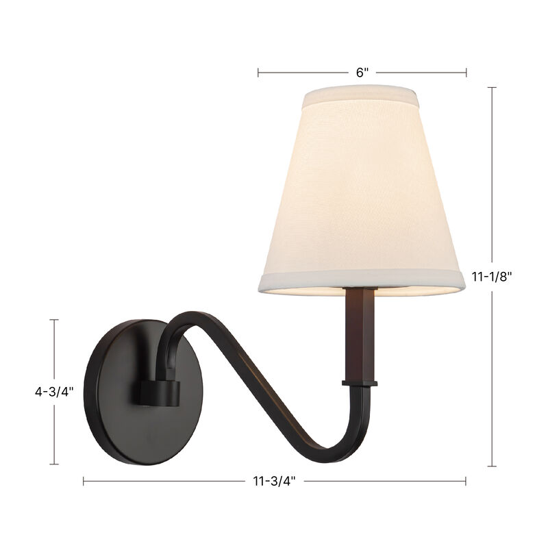 Sloan 12-in Damp-Rated Wall/Vanity Light with Linen Shade image number 8