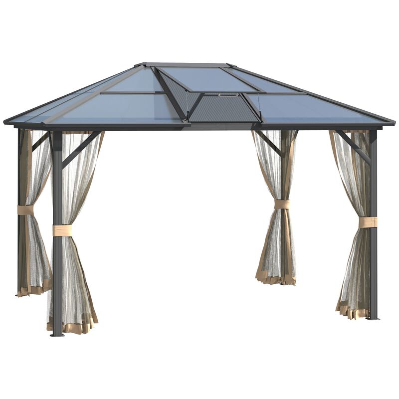 Grey Garden Structure: 12x10 Polycarbonate Hardtop Gazebo