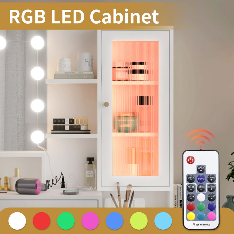 Large Makeup Vanity with Lights – Spacious Dressing Table with LED Mirror and Ample Storage Drawers