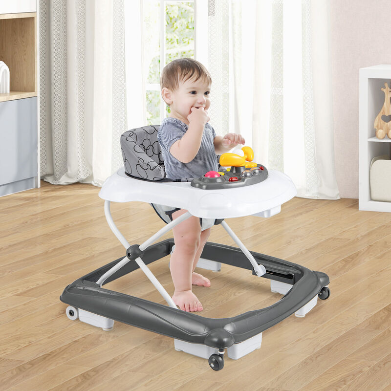 Foldable Baby Walker 3-Level Height Adjustment with Padded Seat image number 1