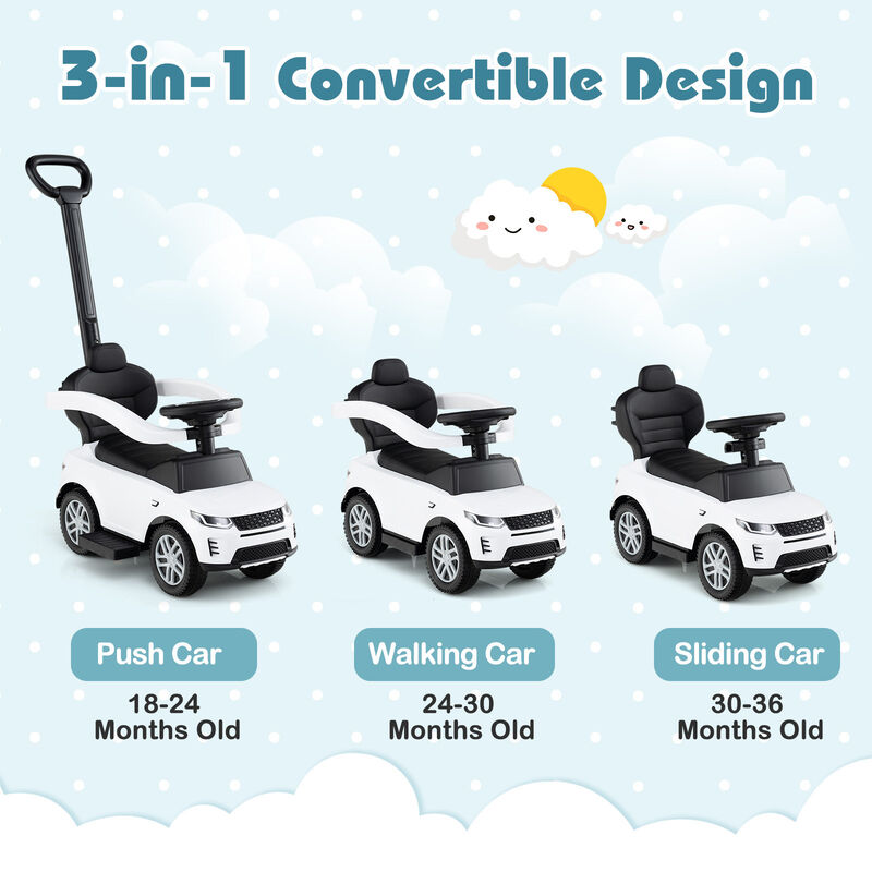 3 in 1 Baby Push Car with Safety Guardrail and Handle for Toddler Indoor Play image number 3