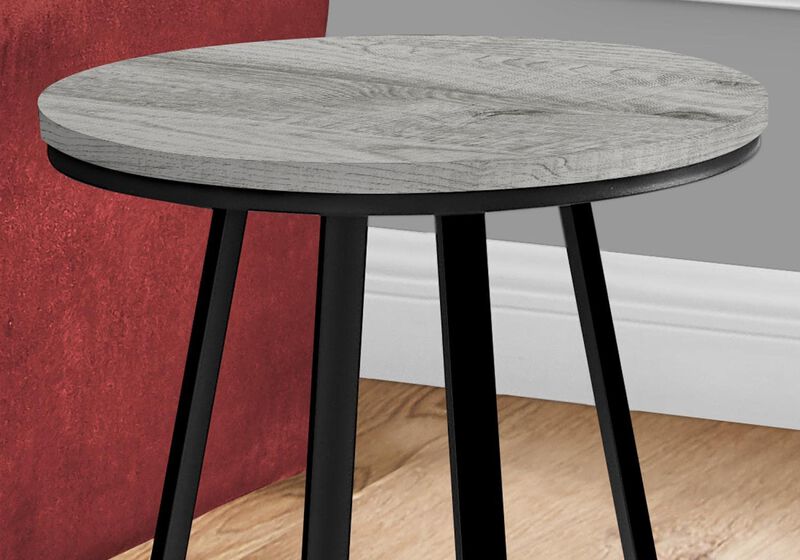 Monarch Specialties I 2176 Accent Table, Side, Round, End, Nightstand, Lamp, Living Room, Bedroom, Metal, Laminate, Grey, Black, Contemporary, Modern image number 3