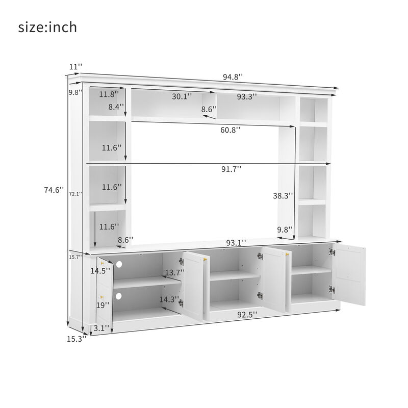 Merax Multifunctional TV Stand for 70" TVs with 3 Adjustable Shelves &ndash; Wine Rack image number 3