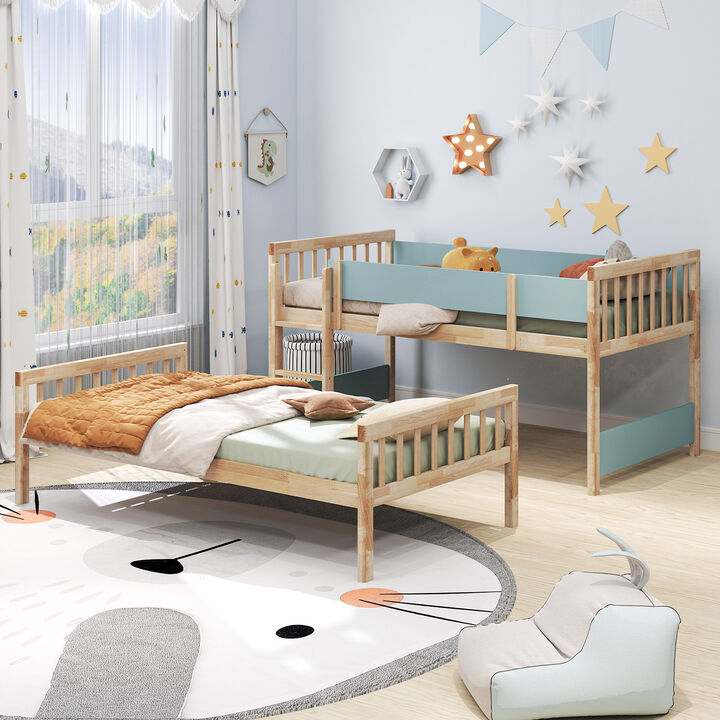 Children&rsquo;s Bunk Bed with Ladder and Guardrails &ndash; Space-Efficient Bed for Two