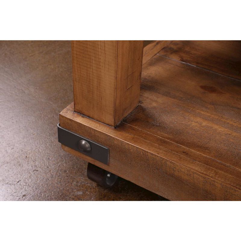 Crafters and Weavers Larson Cross Bar Coffee Table with Caster Wheels