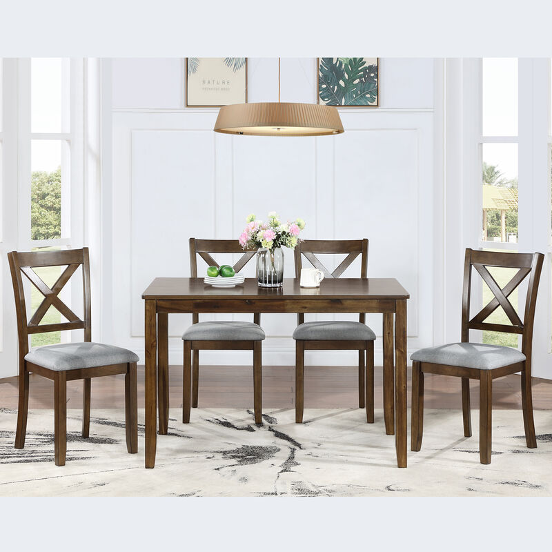 Riflil 5‑Piece Farmhouse Dining Set image number 2