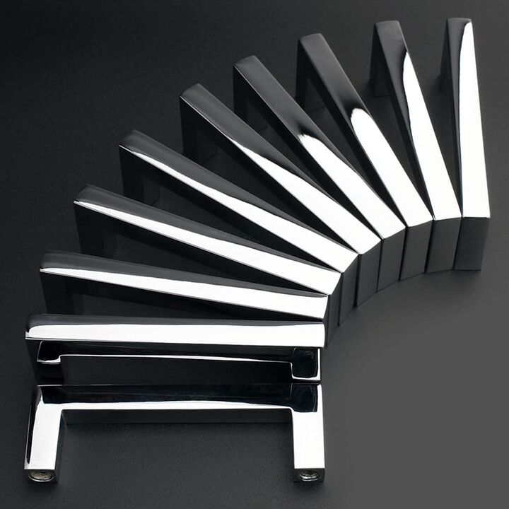 KOOFIZO Solid Square Bar Cabinet Handle - Chrome Furniture Pull, 3 Inch/76mm Screwhole Distance, 10-Pack for Kitchen Cupboard Do
