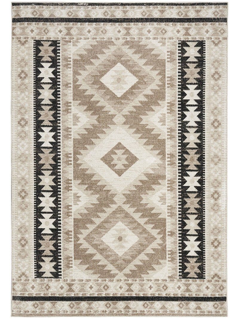 Washable Decor WSD06 Beige/Black 5'3" x 7' Rug