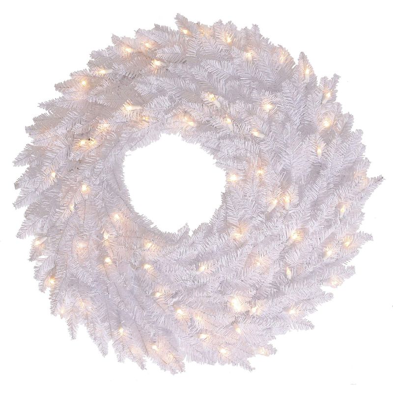 Vickerman 48" White Fir Artificial Christmas Wreath, Warm White Dura-Lit LED Lights - Faux Fir Christmas Wreath - Indoor Seasonal Home Decor image number 0