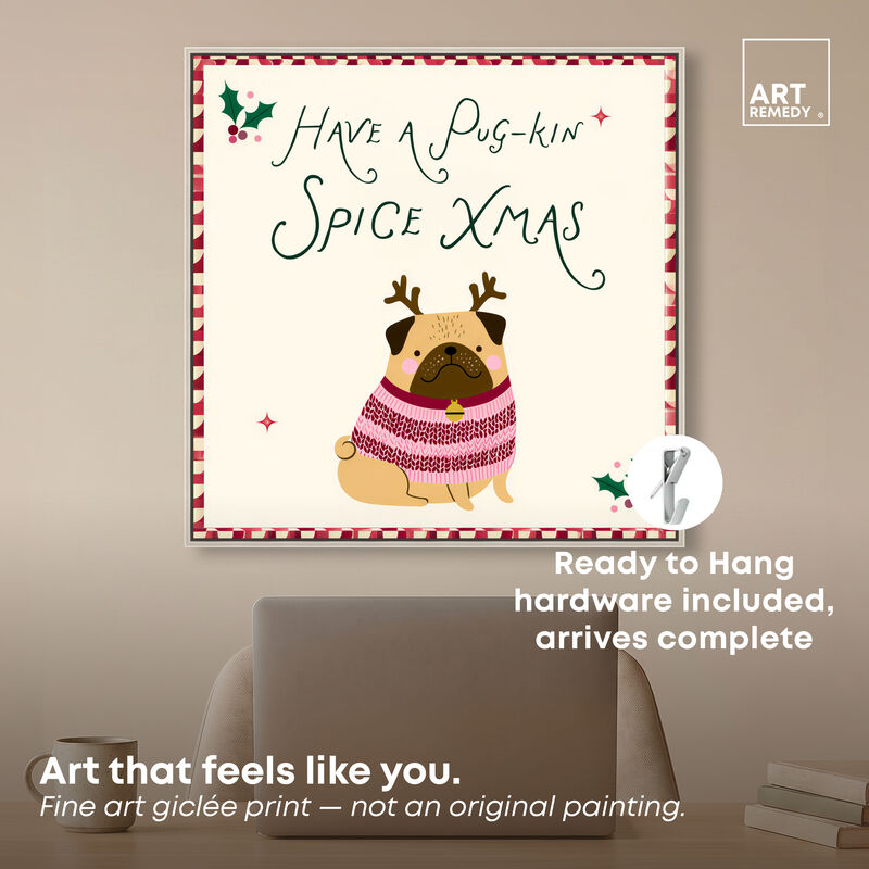 Spicy Pugmas Animals Canvas Print by Art Remedy image number 1