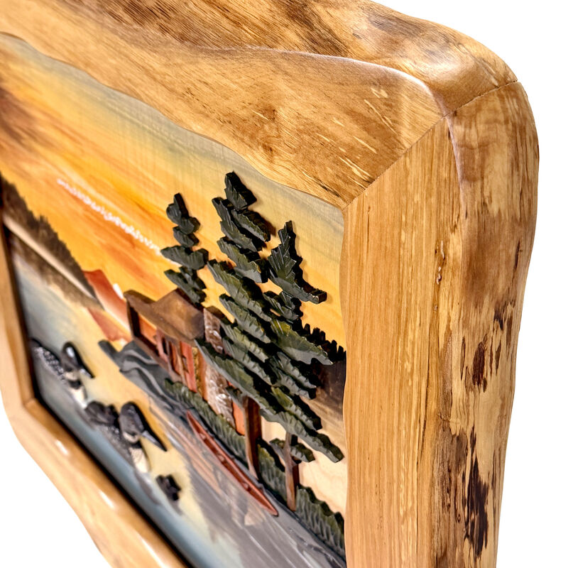 Rustic Loon Family Intarsia Wood Wall Sculpture 25.5x29.5 Cabin D&eacute;cor image number 2