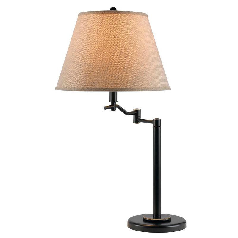 Hivvago 29" Bronze Metal Swing Arm Table Lamp With Off White Empire Shade