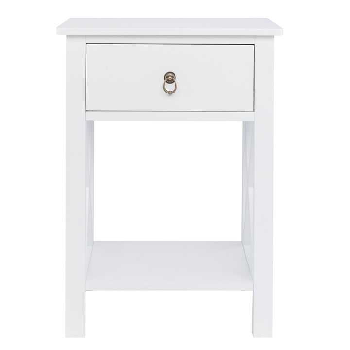 Nightstand Modern End Table, Side Table with 1 Drawer and Storage Shelf