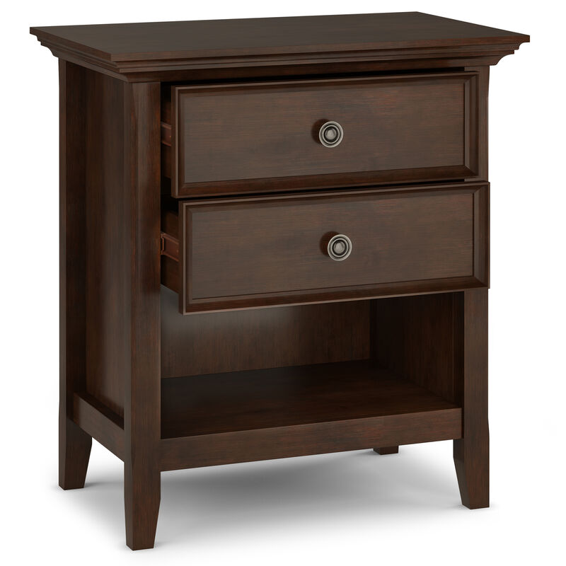Amherst SOLID WOOD 24 inch Wide Traditional Bedside Nightstand Table in Russet Brown