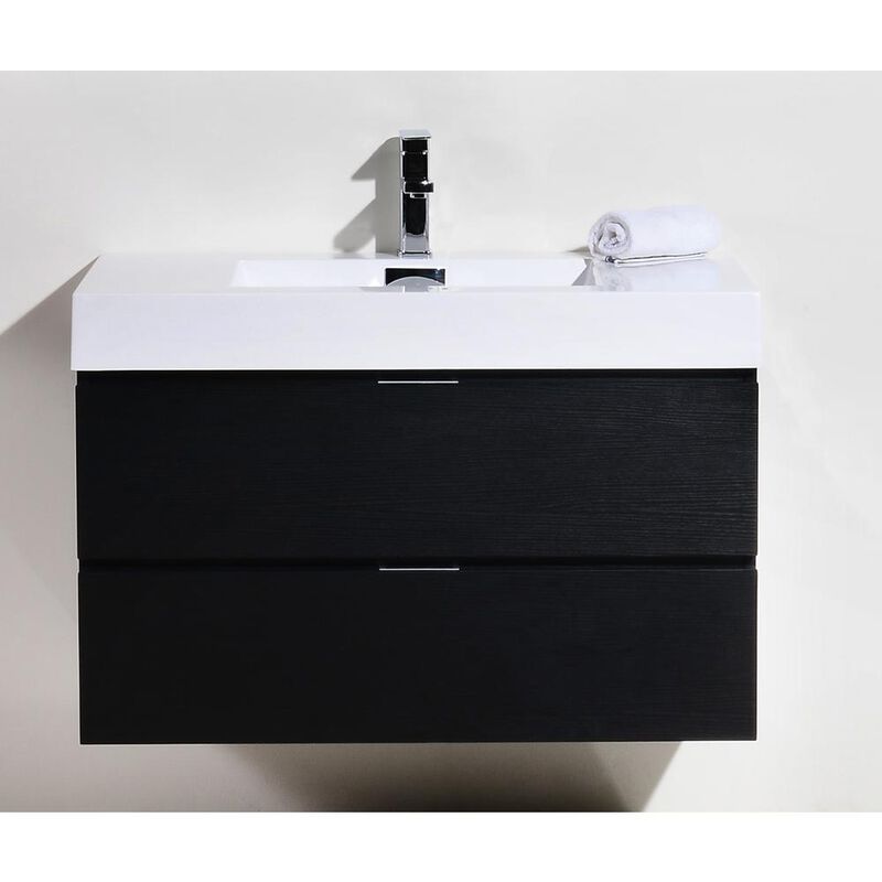 Kubebath Bliss 36 Black Wall Mount Modern Bathroom Vanity