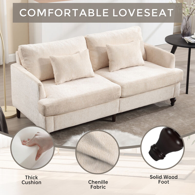 GOODSILO Mid Century Modern Loveseat Sofa with Chenille Upholstery and Solid Wood Frame for Compact Living Spaces image number 8