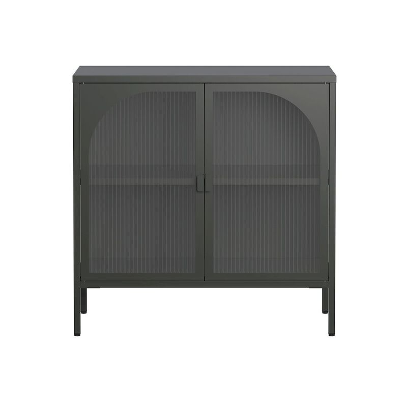 Glamour Home Beno&icirc;t 31.56-inch Black Two Door Sideboard with Fluted Clear Doors