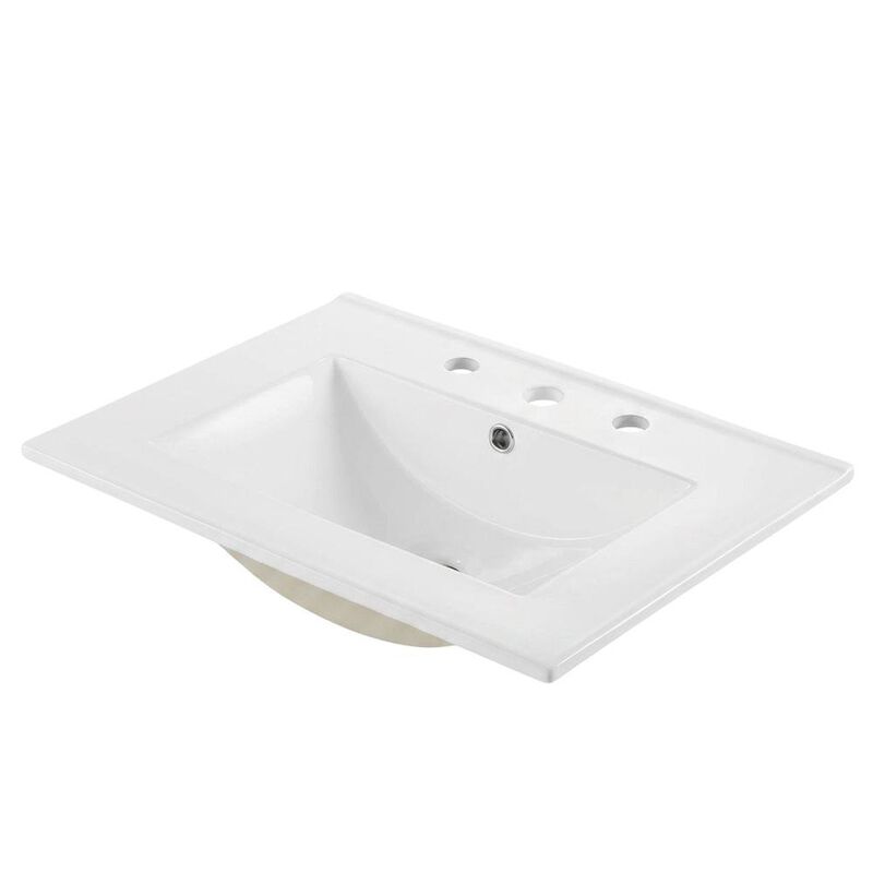 White 24-Inch Ceramic Bathroom Sink Top, Centerset Faucet Holes image number 0