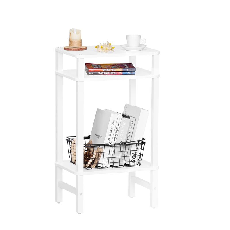 YUFAM 28in Tall Side Table 3-Tier Small Narrow End Table for Couch, Skinny Nightstand for Small Space, Farmhouse Slim Night Stan