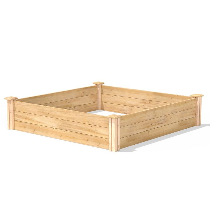 QuikFurn 4ft x 4ft Outdoor Pine Wood Raised Garden Bed Planter Box - Made in USA