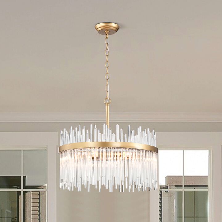 Elisa 5-light Shiny Bronze Chandelier with Clear Glass Bars