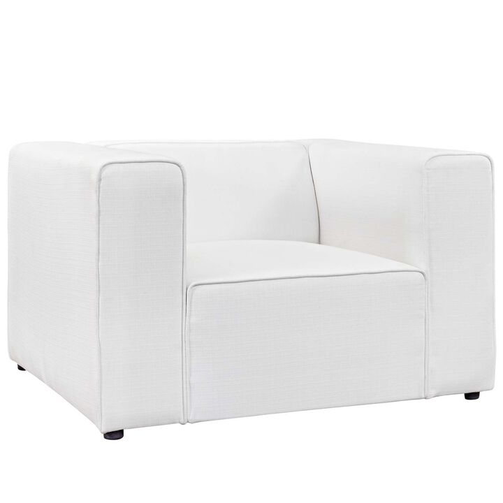Modway Mingle Upholstered Fabric Generously Padded Accent Arm Lounge Chair in White