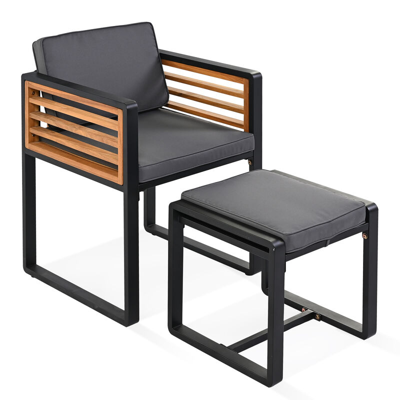 Merax Space Saving Outdoor Patio Acacia Wood Dining Set