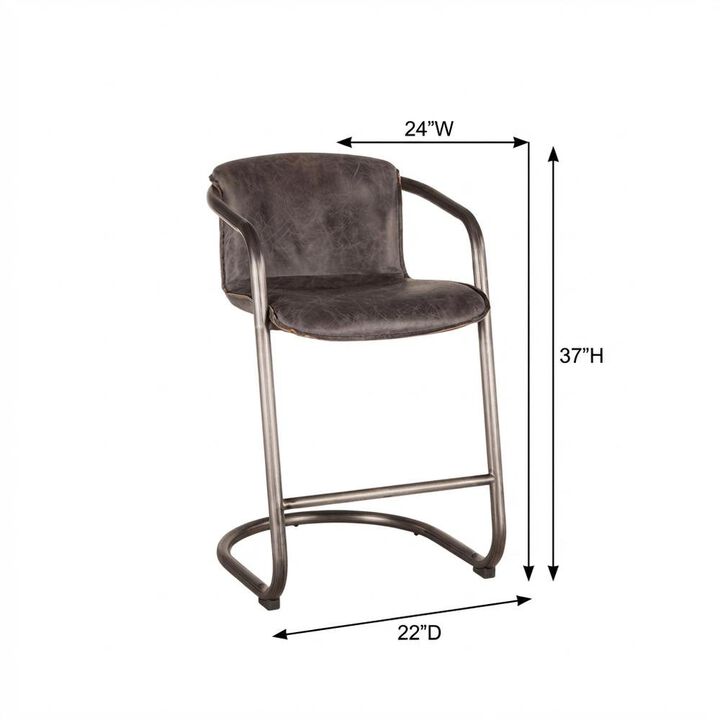 Starlight Canyon Home Leather Upholstered Counter Stool with Footrest,Bar Chairs, Brushed Nicel