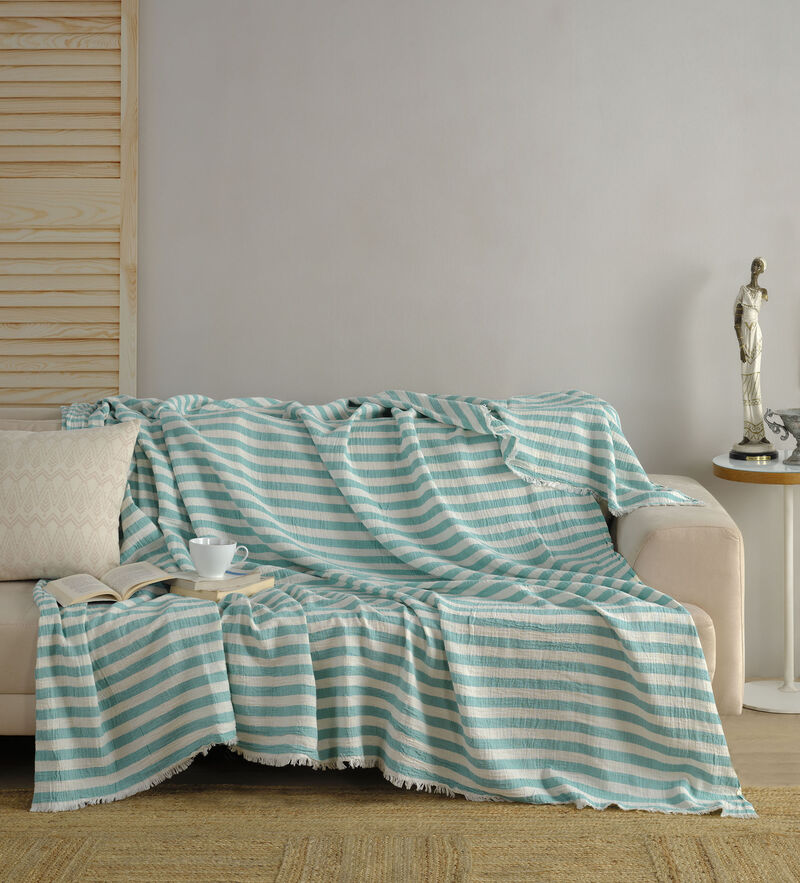 Textile Muslin Striped Cotton Full Coverlet