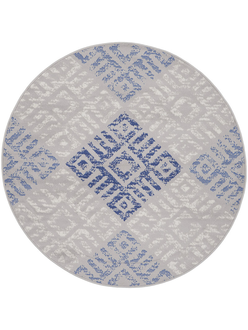 Whimsicle WHS18 Gray/Blue 5' x Round Rug image number 0