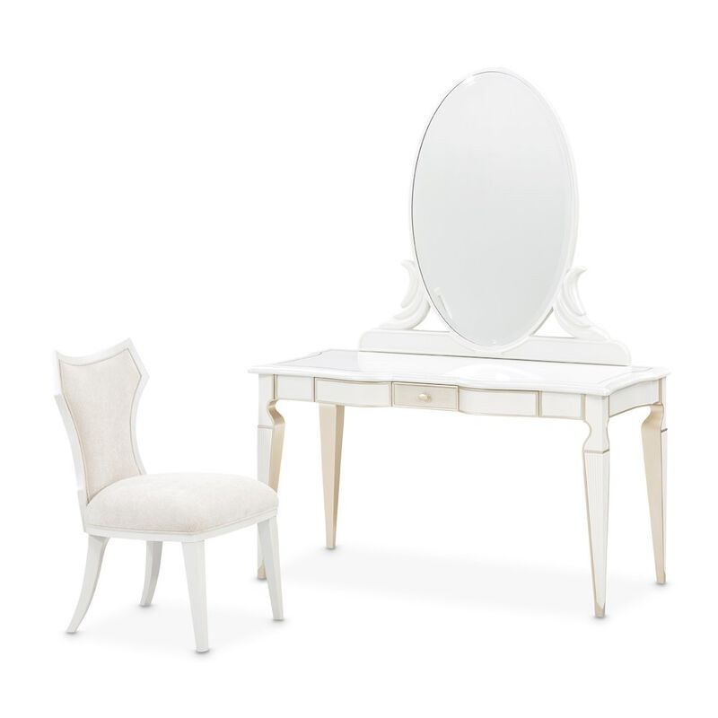 La Marisia Vanity Set with Mirror & Chair - Creamy Pearl image number 0