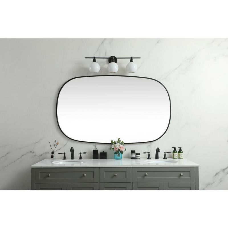 Elegant Decor Metal Frame Oval Mirror 36x60 Inch in Black