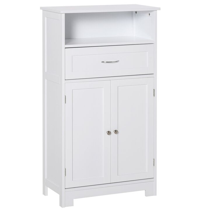 White Bathroom Vanity: Small Freestanding Medicine Cabinet with Adjustable Shelf