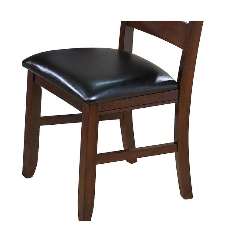Contemporary Dining Chairs Set of 2  Solid Wood Faux Leather Cushion Side Chairs Kitchen Dining Room Furniture image number 4