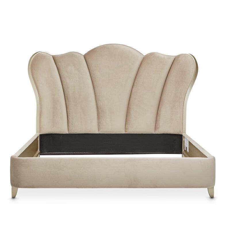 Michael Amini Villa Cherie Cal. King Channel Tufted Bed - Hazelnut
