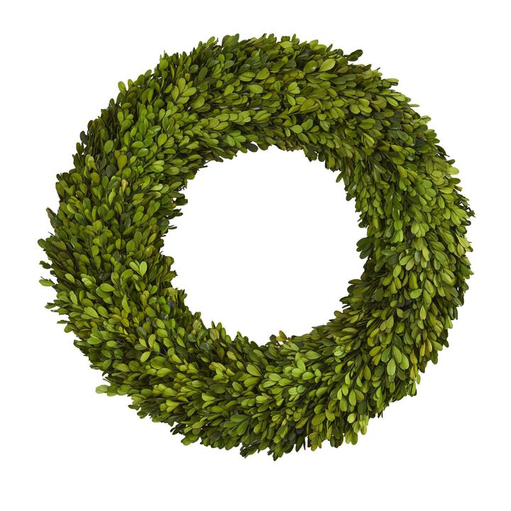 Nearly Natural 24-in Preserved Boxwood Wreath