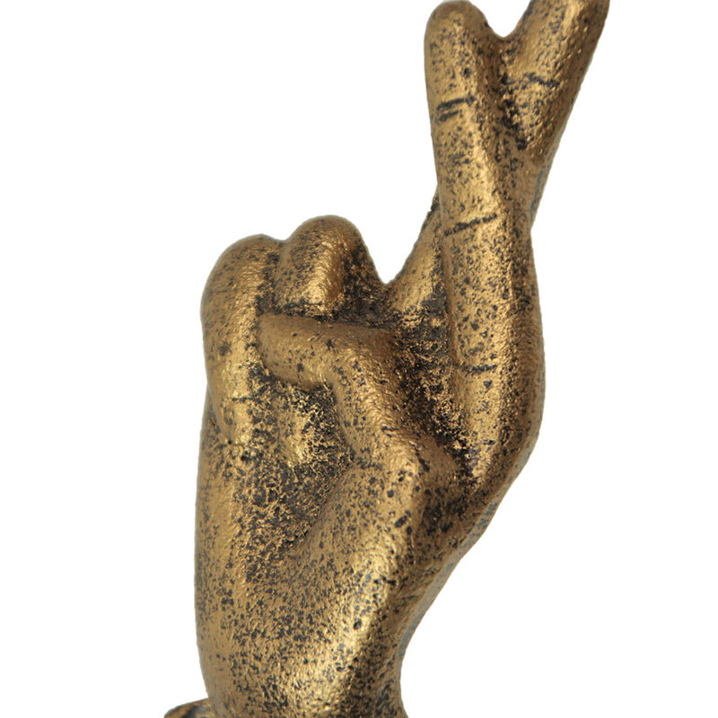 Set of 3 Antique Gold Cast Iron Hand Gesture Wall Hooks image number 3