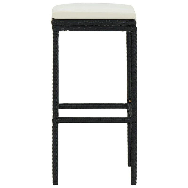 Bar Stool Set of 2 Black PE rattan Medium Footrest Bar Stool