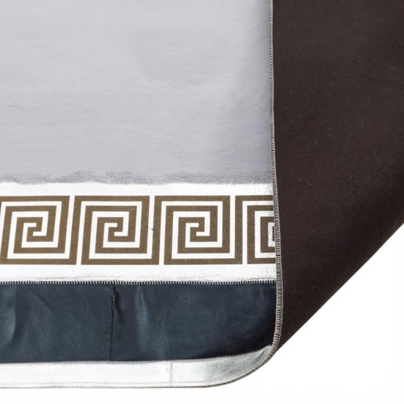 Irregular White and Black Plush Rug, Custom Size Soft Fur Carpet, Greek Border Shaggy Rug, Non Slip Carpet image number 4