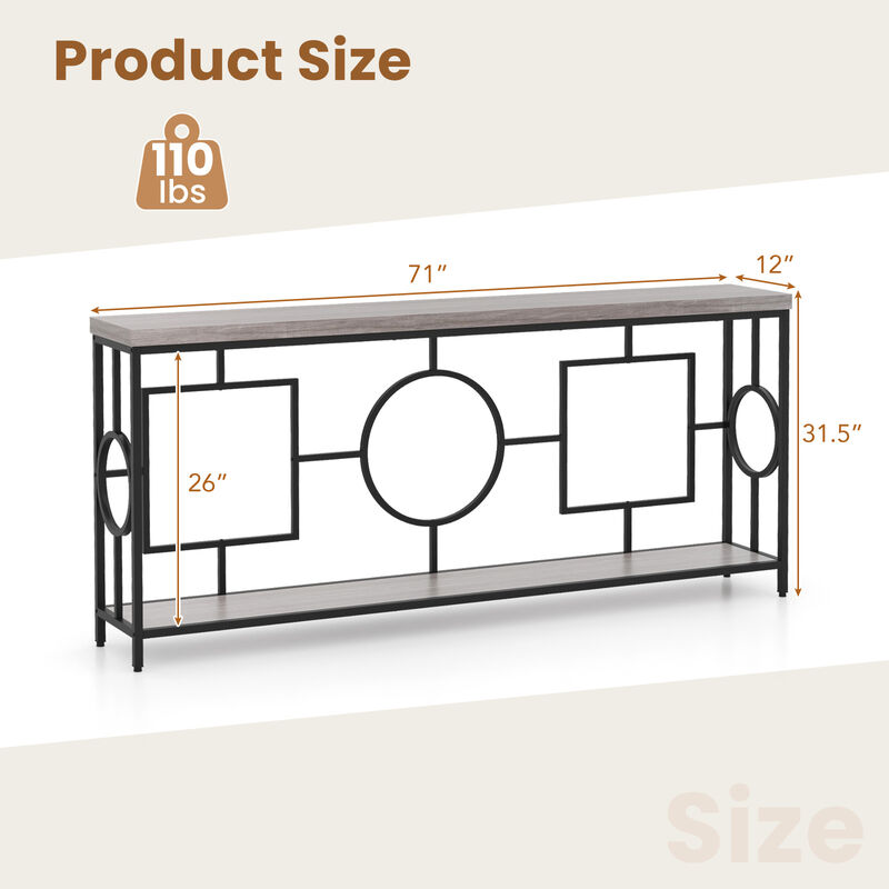 Slim Console Table with Faux Marble Top and Open Storage Shelf – Perfect for Hallways