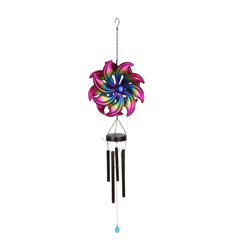 Metal Purple Rainbow Wind Spinner Hanging Chimes Outdoor Decor Garden 47 Inches image number 0
