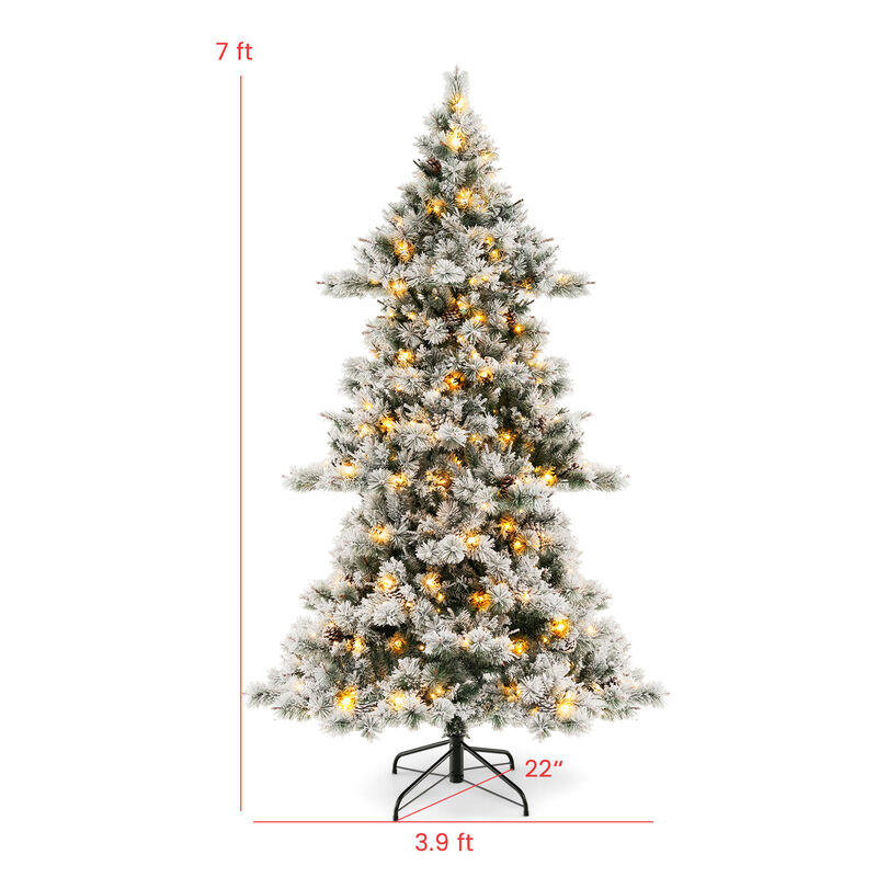 7 Feet Flocked Christmas Tree with Pine Needles