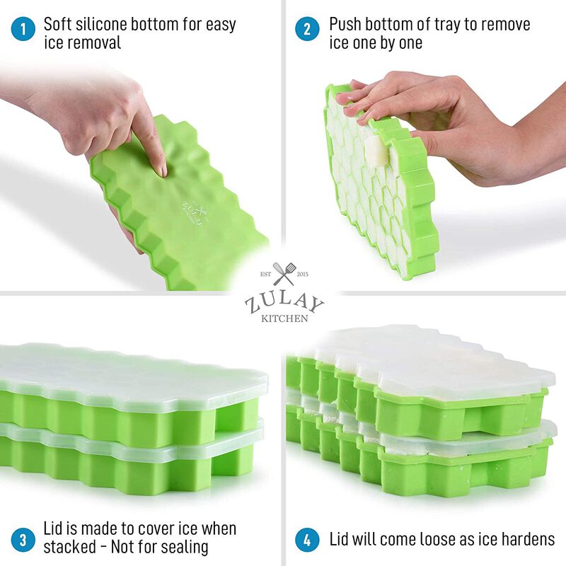Silicone Honeycomb Shaped Flexible Ice Trays With Removable Lid