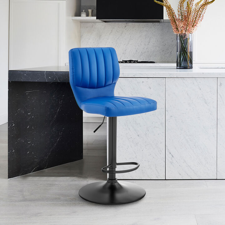 Bardot Adjustable Height Black Faux Leather Swivel Stool