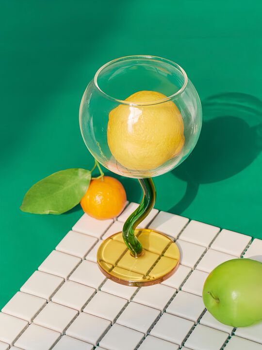 Handblown Bubble Wine Glass
