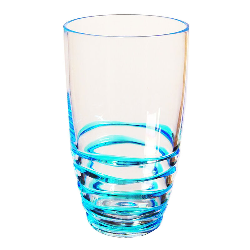 HomeRoots Set of Four Clear and Blue Swirl Acrylic Highball Glasses image number 3