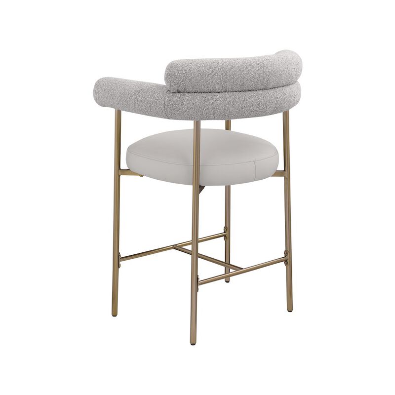 Meridian Furniture Blake Boucle Fabric / Vegan Leather Counter Stool, Set of 2