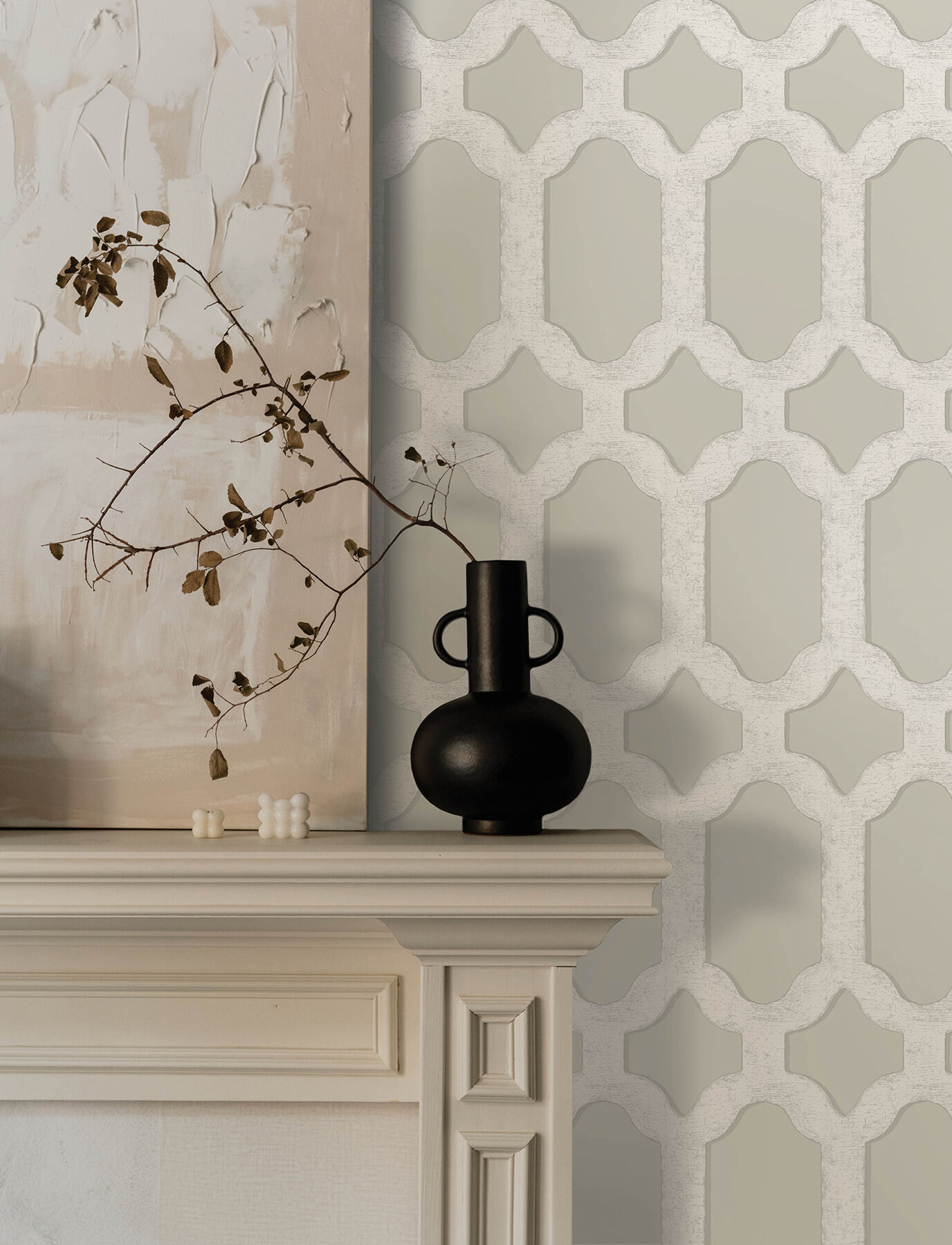 Chervil Light Grey Trellis Wallpaper | Design Studio