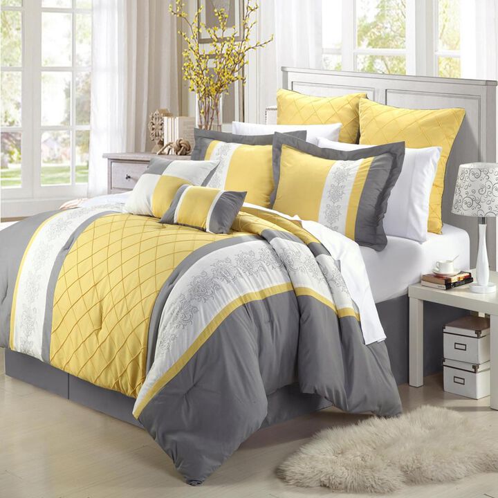 Chic Home Livingston Bed In A Bag Comforter Set - 8-Piece - Queen 86x86", Yellow