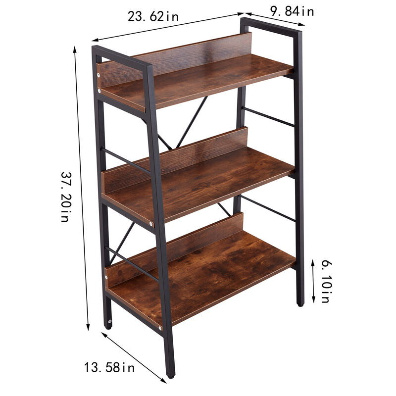 3 Layer Display Bookshelf Ladder Shelf Storage Shelves Rack image number 4